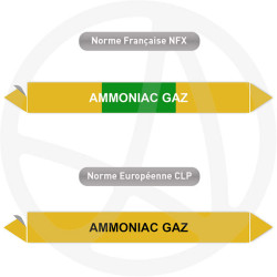 Repérage de tuyauterie Ammoniac gaz reperage marqueur tuyauterie vinyle