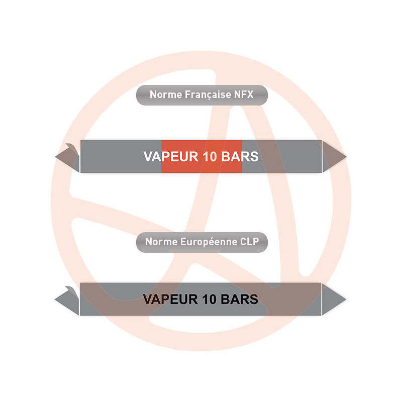 Repérage de tuyauterie Vapeur 10 bars reperage marqueur tuyauterie vinyle