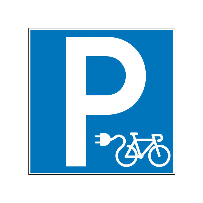 Pictogramme d'information  Parking avec borne de recharge pour vélo électrique