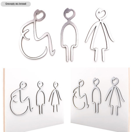 Pictogramme découpé au laser : HOMME ET FEMME TYPO MARQUEUR