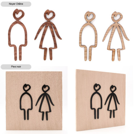 Pictogramme découpé au laser : HOMME ET FEMME TYPO MARQUEUR