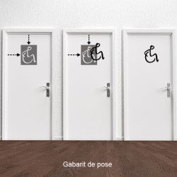 Pictogramme découpé au laser : HOMME OU FEMME DANS UN FAUTEUIL ROULANT (PMR)