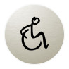 Plaque de porte aluminium brossé :  Toilettes accès fauteuil roulant PMR (typo marqueur)