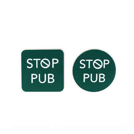 Etiquette autocollante STOP PUB vert