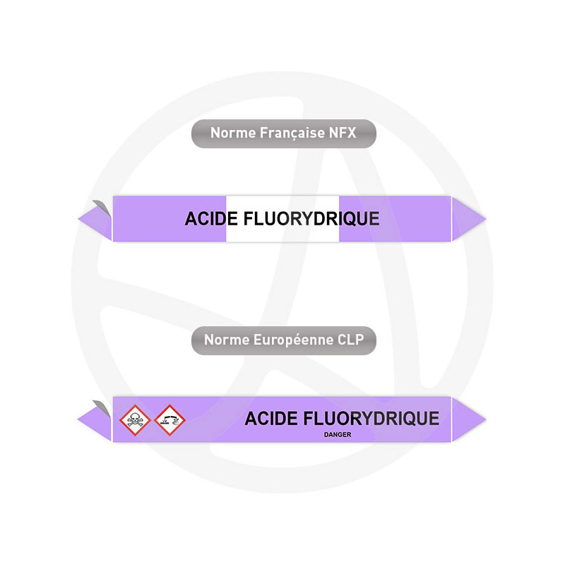 Repérage de tuyauterie Acide Fluorhydrique reperage marqueur tuyauterie vinyle
