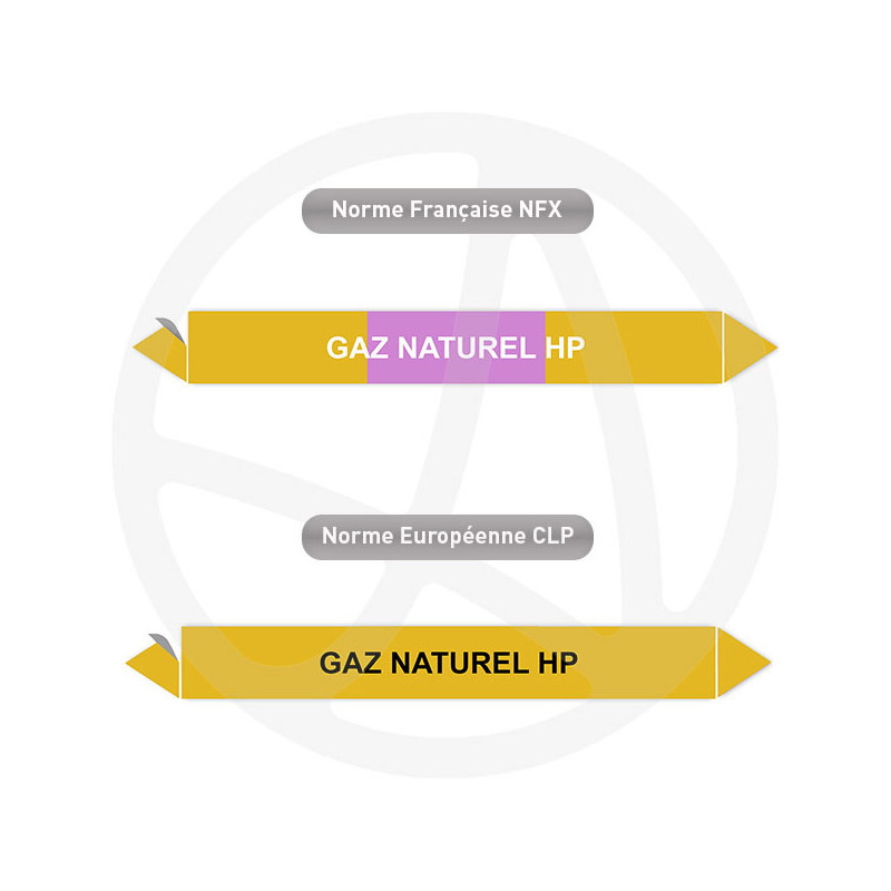 Repérage de tuyauterie Gaz naturel HP reperage marqueur tuyauterie vinyle