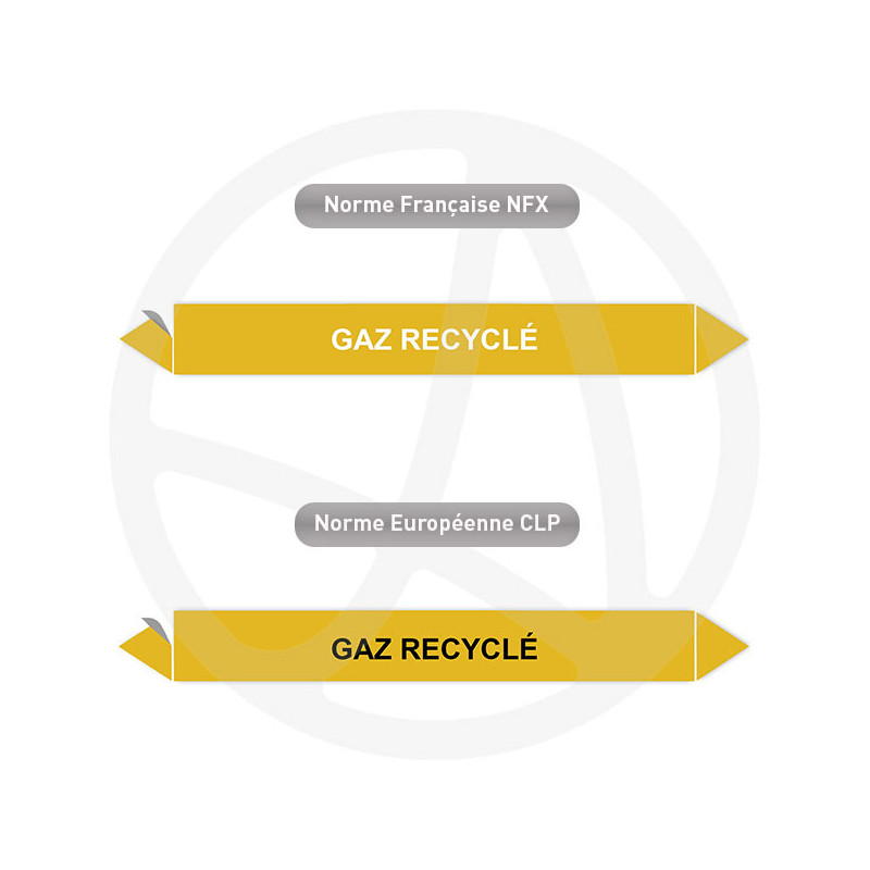 Repérage de tuyauterie Gaz recycle reperage marqueur tuyauterie vinyle