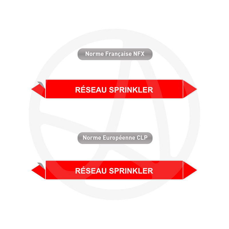 Repérage de tuyauterie Réseau sprinkler incendie reperage marqueur tuyauterie vinyle