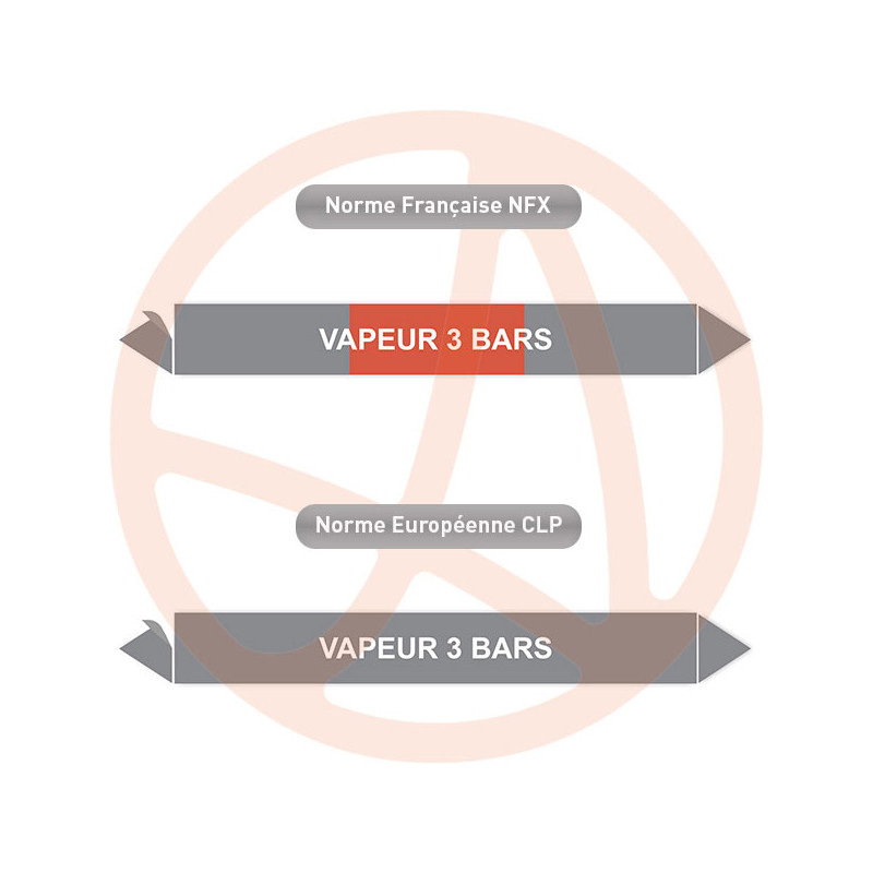 Repérage de tuyauterie Vapeur 3 bars reperage marqueur tuyauterie vinyle