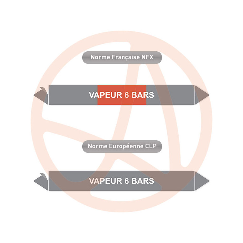 Repérage de tuyauterie Vapeur 6 bars reperage marqueur tuyauterie vinyle