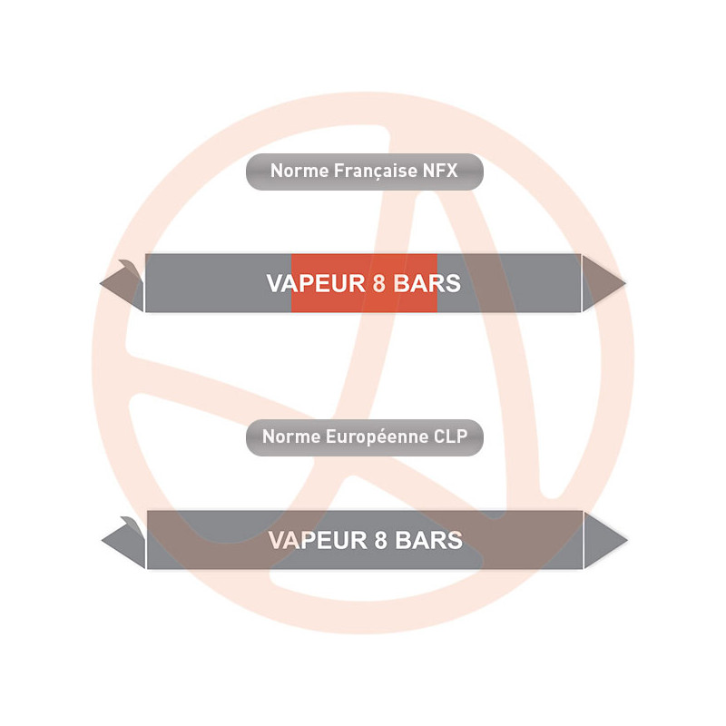 Repérage de tuyauterie Vapeur 8 bars reperage marqueur tuyauterie vinyle
