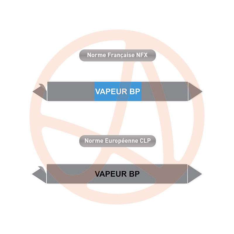 Repérage de tuyauterie Vapeur BP reperage marqueur tuyauterie vinyle