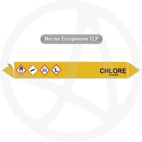 Marqueur de tuyauterie CLP Chlore Marqueur de tuyauterie CLP Chlore