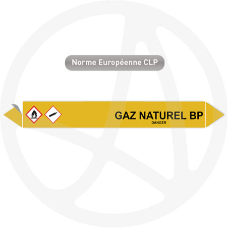 Marqueur de tuyauterie CLP Gaz naturel BP