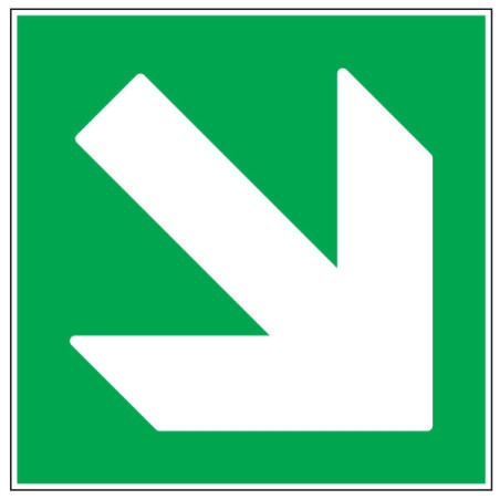 Pictogramme de secours Flèche verte vers le bas droit