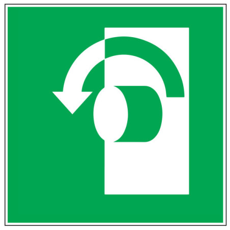 Pictogramme de secours Tourner dans le sens inverse des aiguilles d'une montre