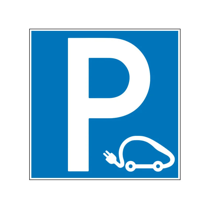 Pictogramme d'information Parking avec borne de recharge pour voiture électrique