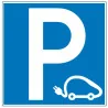 Pictogramme d'information Parking avec borne de recharge pour voiture électrique