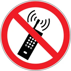 Pictogramme d'interdiction Interdiction d'activer des téléphones mobiles