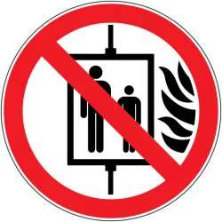 Pictogramme d'interdiction Interdiction d'utiliser l'ascenseur en cas d'incendie