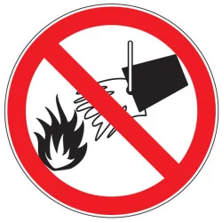 Pictogramme d'interdiction Interdiction de projeter de l'eau sur le feu