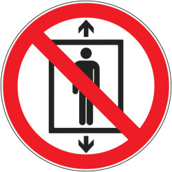 Pictogramme d'interdiction  Ne pas utiliser cet ascenseur
