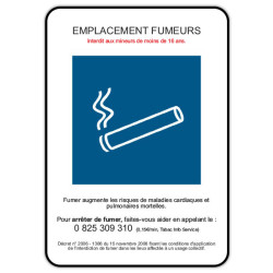 Panneau consigne  Emplacement fumeurs