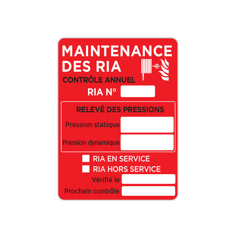 Panneau consigne  Maintenance des RIA