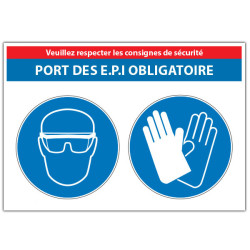 Panneau consigne  Port de 2 EPI obligatoire