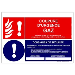 Panneau consigne Coupure d'urgence Gaz
