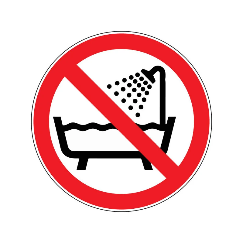 Pictogramme d'interdiction Ne pas utiliser ce dispositif dans une baignoire
