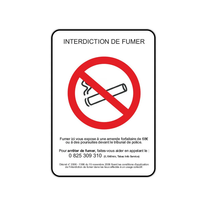 Panneau consigne Interdiction de fumer