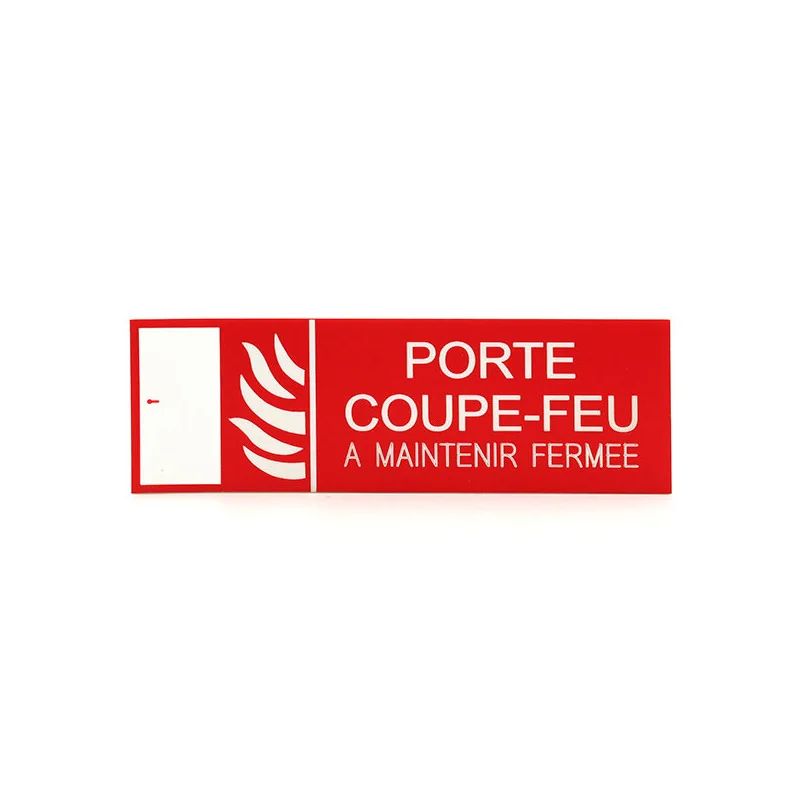 Plaque de porte PORTE COUPE FEU À MAINTENIR FERMÉE AVEC PICTOGRAMME Etiquette gravoply