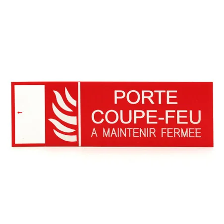 Plaque de porte PORTE COUPE FEU À MAINTENIR FERMÉE AVEC PICTOGRAMME Etiquette gravoply