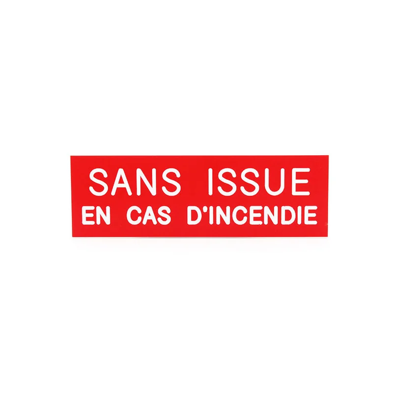 Plaque de porte SANS ISSUE EN CAS D'INCENDIE Etiquette gravoply