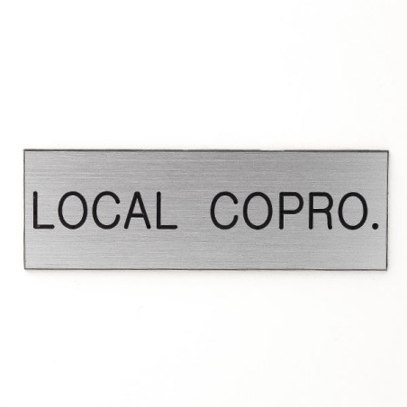 Plaque de porte LOCAL COPRO. Etiquette gravoply
