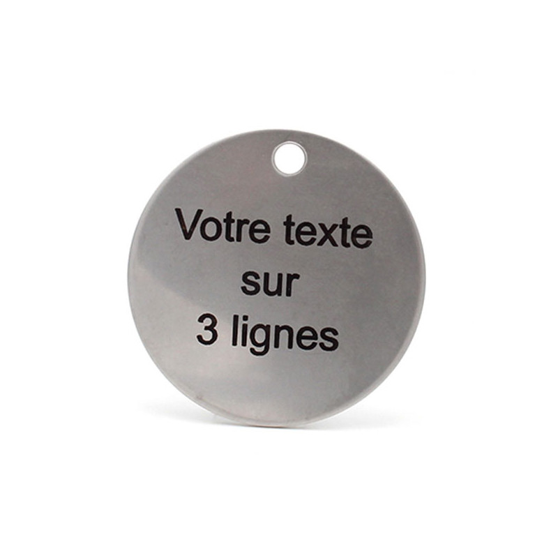 Jeton gravure laser sur inox 3 lignes