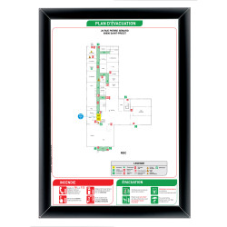 Sécurité incendie Plan d'évacuation avec cadre noir