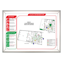 Sécurité incendie Plan d'intervention avec cadre aluminium