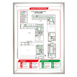 Sécurité incendie Plan d'intervention avec cadre aluminium