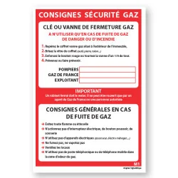Panneau consigne Consigne de sécurité gaz M1