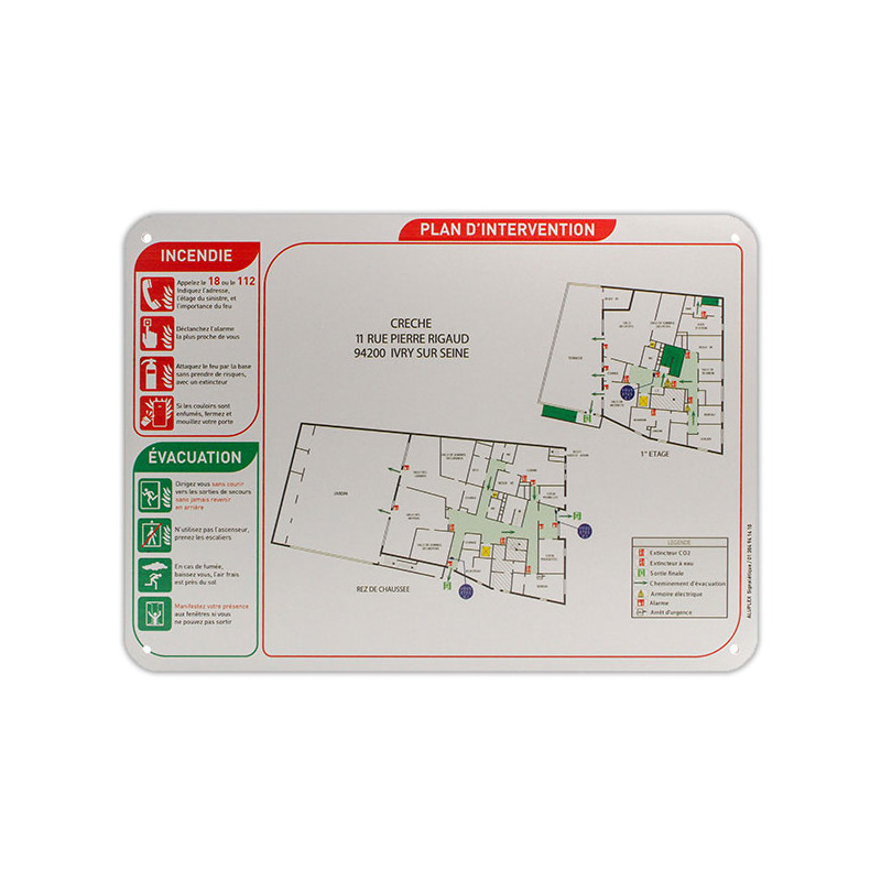 Sécurité incendie Plan d'intervention sur Dibond