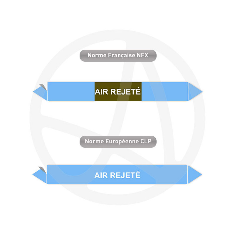 Repérage de tuyauterie Air rejeté reperage marqueur tuyauterie vinyle