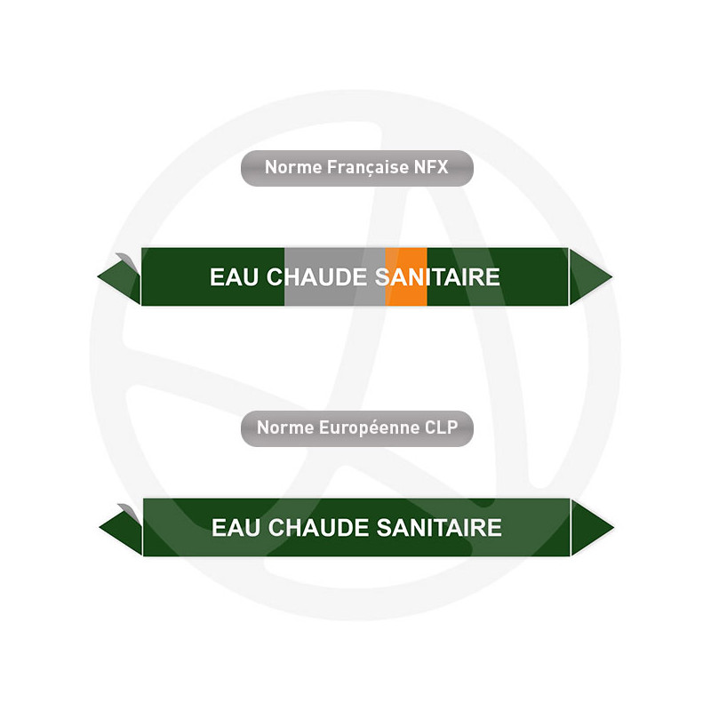 Repérage de tuyauterie Eau chaude sanitaire reperage marqueur tuyauterie vinyle