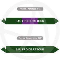 Repérage de tuyauterie Eau froide retour reperage marqueur tuyauterie vinyle