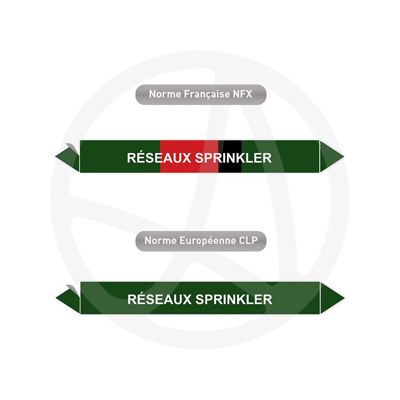 Repérage de tuyauterie Réseau sprinkler reperage marqueur tuyauterie vinyle