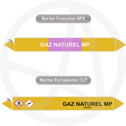 Repérage de tuyauterie Gaz naturel MP reperage marqueur tuyauterie vinyle