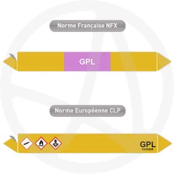 Repérage de tuyauterie GPL reperage marqueur tuyauterie vinyle