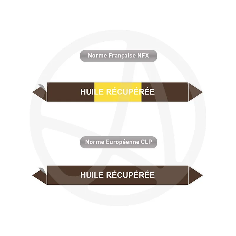 Repérage de tuyauterie Huile récupérée reperage marqueur tuyauterie vinyle
