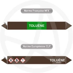 Repérage de tuyauterie Toluène reperage marqueur tuyauterie vinyle